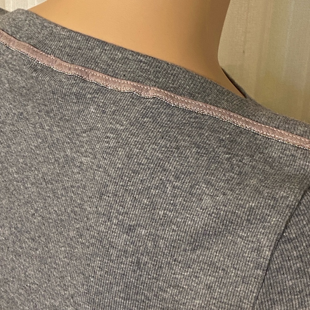 Brunello Cucinelli Grey Cotton/Lycra Top Size S Monali Beading Boat Neck Womens - Picture 8 of 16